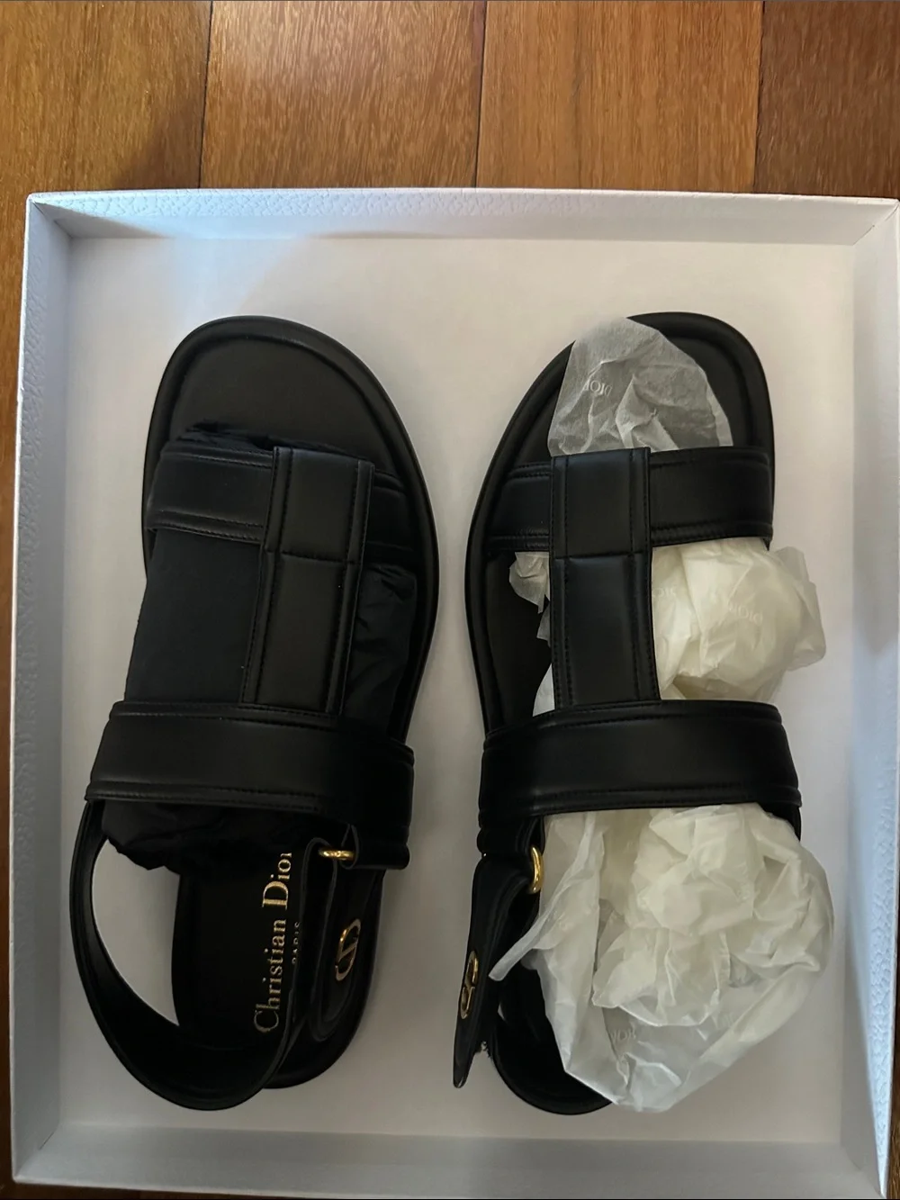 Dior Black Leather Quilted Strap Sandals